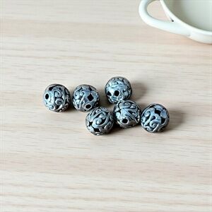 Silver Decorative lot of 6 spacer Beads 10mm for jewelry, crafting, DIY Projects